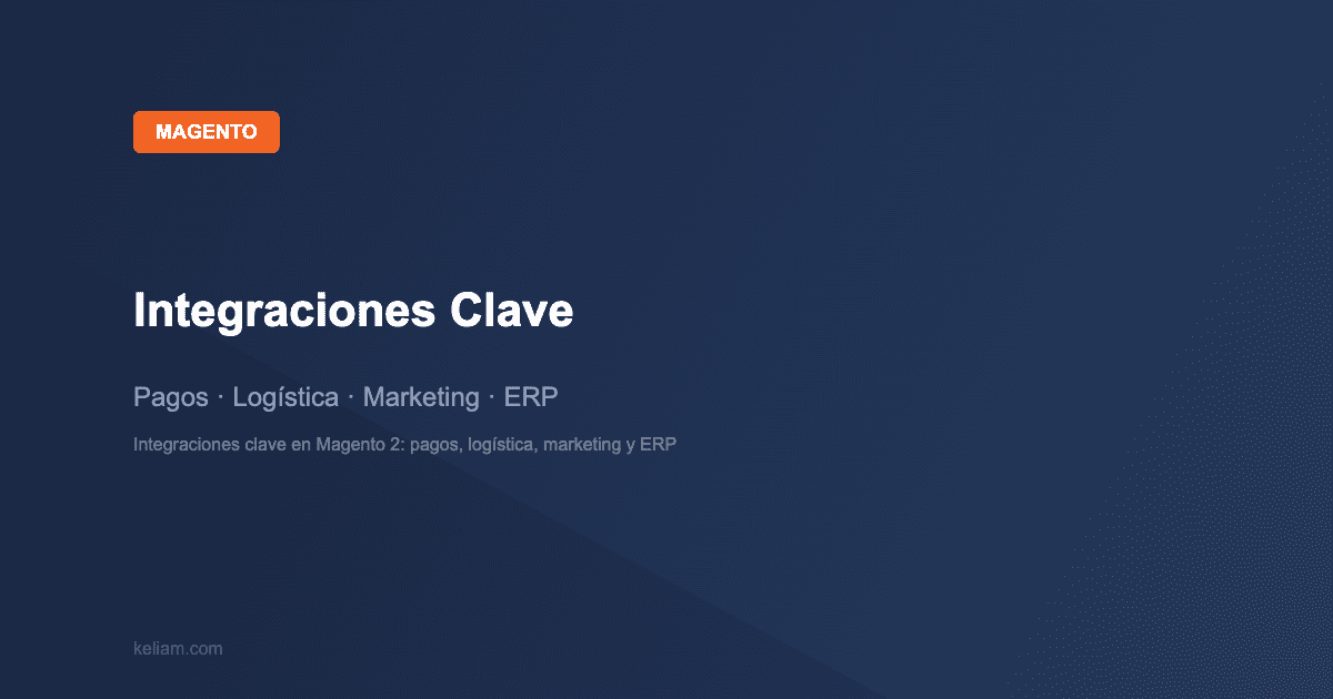 Magento: Integraciones Clave — Pagos · Logística · Marketing · ERP | keliam.com