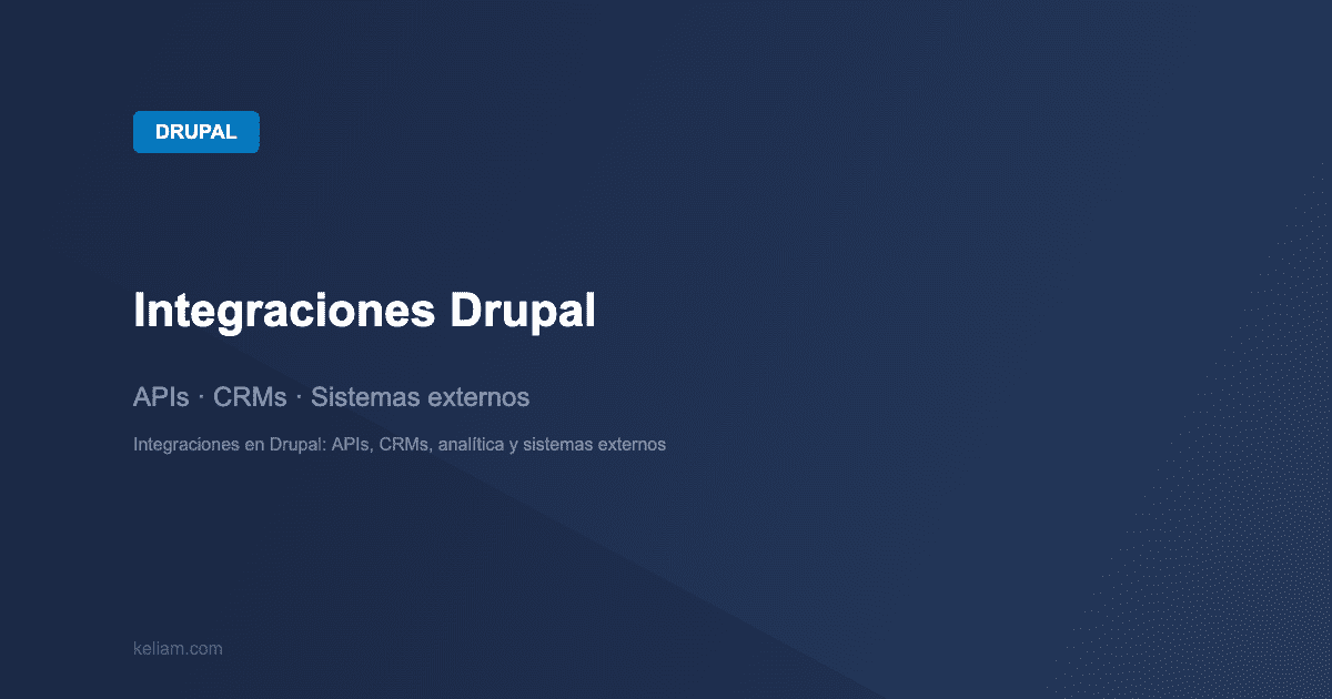 Drupal: Integraciones Drupal — APIs · CRMs · Sistemas externos | keliam.com