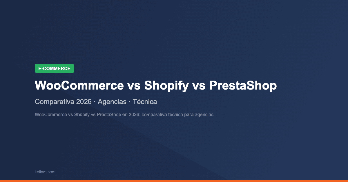 WooCommerce vs Shopify vs PrestaShop en 2026: comparativa técnica para agencias