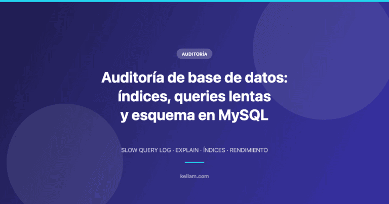 Auditoría de base de datos: índices, queries lentas y esquema en MySQL