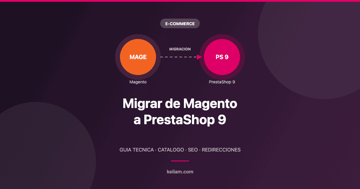 Migrar de Magento a PrestaShop 9: guia tecnica de migracion de catalogo, SEO y redirecciones